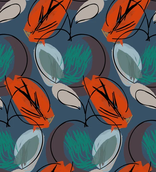 Modèle Abstrait Sans Couture Avec Gribouillis Dessinés Main Des Griffes — Image vectorielle