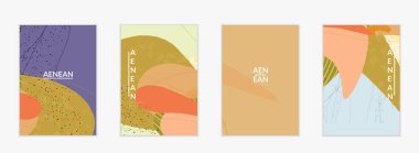 Karmaşık şekilli vektör kapağı şablonu veya elle çizilmiş cıvatalar. Çizgili dalgalı şekiller ve çizgi tasarımları. Düz tarzda soyut hipster arkaplan. Modern sanat modelleri.