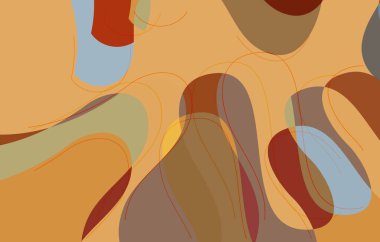 Soyut vektör duvar kağıdı, dalgalı şekilli sanat terrazzo deseni ve doğal renklerde çizgiler. Moda sezonluk reklam pazarlama teknolojileri için minimum modern şablon..