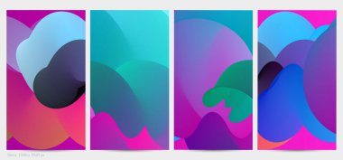 Üç boyutlu sıvı dalgalı şekil. Parlak bulutlu fütüristik arka plan. Soyut müzik dalgalarında canlı gradyan akışı. Dinamik sıvı doku. Moda post tasarımı için yaratıcı vektör şablonu.