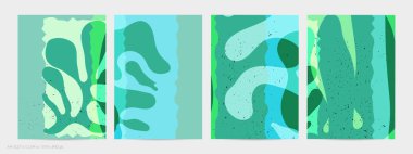 Matisse organik grange desenli. Doğal çiçek motifli soyut çağdaş uçucu şablonu. Asgari orta yüzyıl sanat geçmişi. Düz toprak renklerinde sanatsal botanik elementler.