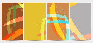 Asgari moda tarzında bir grup vektör soyut yaratıcı arka plan. Sosyal medya için modern şablonlar. Eğlenceli karalama şekli. Soyut geometrik şekilleri ve renkleri olan sanat manzarası.