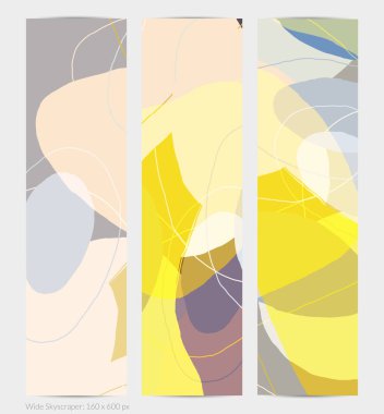 Asgari moda tarzında bir grup vektör soyut yaratıcı arka plan. Sosyal medya için modern şablonlar. Eğlenceli karalama şekli. Soyut geometrik şekilleri ve renkleri olan sanat manzarası.