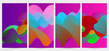 Üç boyutlu sıvı dalgalı şekil. Parlak bulutlu fütüristik arka plan. Soyut müzik dalgalarında canlı gradyan akışı. Dinamik sıvı doku. Moda post tasarımı için yaratıcı vektör şablonu.