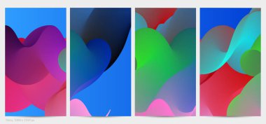 Üç boyutlu sıvı dalgalı şekil. Parlak bulutlu fütüristik arka plan. Soyut müzik dalgalarında canlı gradyan akışı. Dinamik sıvı doku. Moda post tasarımı için yaratıcı vektör şablonu.