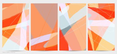 Asgari moda tarzında bir grup vektör soyut yaratıcı arka plan. Sosyal medya için modern şablonlar. Eğlenceli karalama şekli. Soyut geometrik şekilleri ve renkleri olan sanat manzarası.