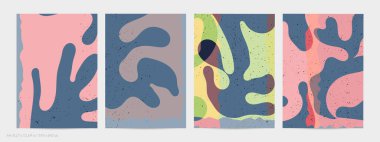 Matisse organik grange desenli. Doğal çiçek motifli soyut çağdaş uçucu şablonu. Asgari orta yüzyıl sanat geçmişi. Düz toprak renklerinde sanatsal botanik elementler.