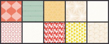 Basit geometrik dokular. Kusursuz geometrik minimalist desenlerin toplanması. Arka planlar ve duvar kağıtları. Tekstil süsü. Düzgünce gruplandırılmış ve katmanlanmış sürükleme ve kumaş paletine bırak.