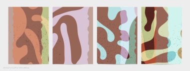 Matisse organik grange desenli. Doğal çiçek motifli soyut çağdaş uçucu şablonu. Asgari orta yüzyıl sanat geçmişi. Düz toprak renklerinde sanatsal botanik elementler.