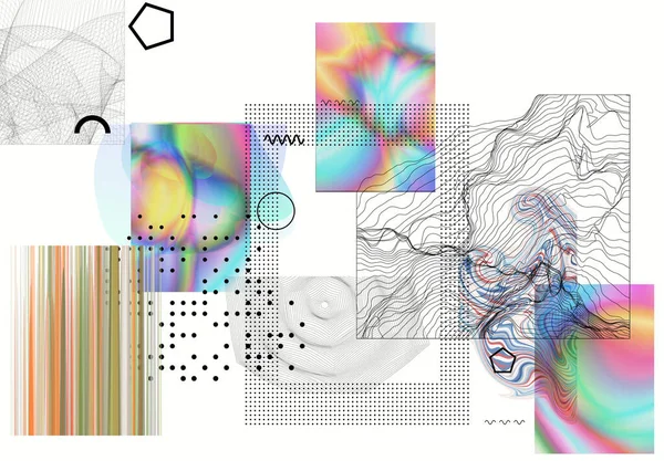 Fondo Abstracto Arte Con Elementos Geométricos Ciencia Ficción Tecnología Cyberpunk — Archivo Imágenes Vectoriales