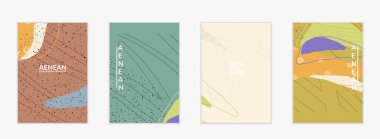 Karmaşık şekilli vektör kapağı şablonu veya elle çizilmiş cıvatalar. Çizgili dalgalı şekiller ve çizgi tasarımları. Düz tarzda soyut hipster arkaplan. Modern sanat modelleri.