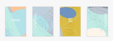 Doğal renklerde dalgalı karışık şekilli soyut vektör kapağı tasarımı. Çizgili ve karalamalı bir el. Modern çağdaş sanat. Satış tanıtımı olayı için poster ya da yazdırma şablonu.