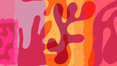 Matisse organik grange desenli. Doğal çiçek motifli soyut çağdaş şablon. Asgari orta yüzyıl sanat geçmişi. Düz toprak renklerinde sanatsal botanik elementler.