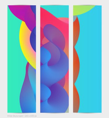 Üç boyutlu sıvı dalgalı şekil. Parlak bulutlu fütüristik arka plan. Soyut müzik dalgalarında canlı gradyan akışı. Dinamik sıvı doku. Moda pankartı tasarımı için yaratıcı vektör şablonu.