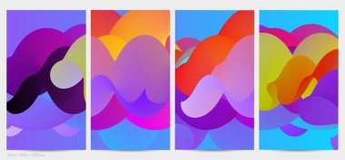 Üç boyutlu sıvı dalgalı şekil. Parlak bulutlu fütüristik arka plan. Soyut müzik dalgalarında canlı gradyan akışı. Dinamik sıvı doku. Moda post tasarımı için yaratıcı vektör şablonu.