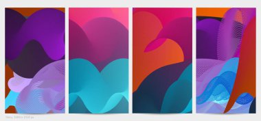 Üç boyutlu sıvı dalgalı şekil. Parlak bulutlu fütüristik arka plan. Soyut müzik dalgalarında canlı gradyan akışı. Dinamik sıvı doku. Moda post tasarımı için yaratıcı vektör şablonu.