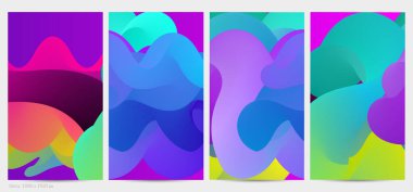 Üç boyutlu sıvı dalgalı şekil. Parlak bulutlu fütüristik arka plan. Soyut müzik dalgalarında canlı gradyan akışı. Dinamik sıvı doku. Moda post tasarımı için yaratıcı vektör şablonu.