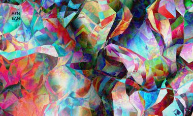 Çok renkli dalgalı desenler üst üste filtrelenmiş şekiller. Canlı ışık efektleri, vitraylı camlar ya da kübizm sanat resimleri. Pazarlama teknolojileri için soyut vektör şablonu.