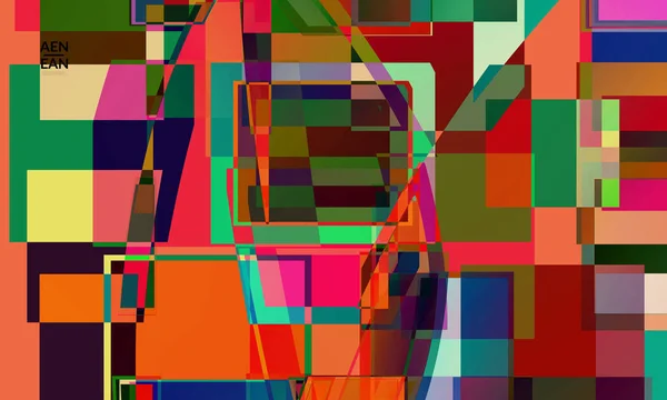 Абстрактные Векторные Обои Большие Живые Цветные Перекрывающиеся Квадраты Тест Драйв — стоковый вектор