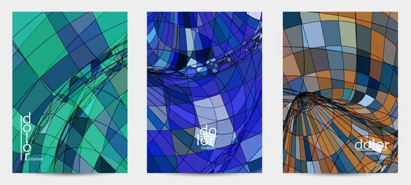 Абстрактный Векторный Флайер Искушают Футуристическими Разноцветными Проволочными Рамками Геометрической Формы — стоковый вектор