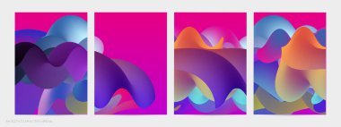 Üç boyutlu sıvı dalgalı şekil. Parlak bulutlu fütüristik arka plan. Soyut müzik dalgalarında canlı gradyan akışı. Dinamik sıvı doku. Moda uçucu tasarımı için yaratıcı vektör şablonu.