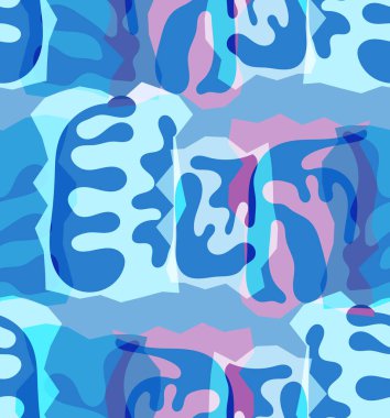 Organik Matisse şekillerinin kusursuz desenleri. Doğal toprak renkleri. Çiçekli sualtı yaşamı. Soyut deniz yosunu kamuflaj arka planı. Moda dalgalı geometri. Rastgele katmanlanmış el çizimi sanat.