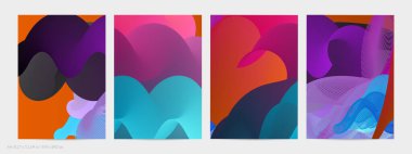 Üç boyutlu sıvı dalgalı şekil. Parlak bulutlu fütüristik arka plan. Soyut müzik dalgalarında canlı gradyan akışı. Dinamik sıvı doku. Moda uçucu tasarımı için yaratıcı vektör şablonu.