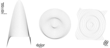 Soyut vektör nesnesi ayarlandı. Geometrik tel çerçeve şeklinin moleküler yapı yapısı. Teknoloji bilgisayar bilimi tasarım elementi. Üç boyutlu dijital modelleme. Optik sanat arkaplanı.