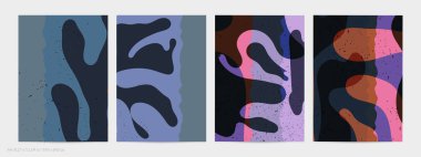 Matisse organik grange desenli. Doğal çiçek motifli soyut çağdaş uçucu şablonu. Asgari orta yüzyıl sanat geçmişi. Düz toprak renklerinde sanatsal botanik elementler.