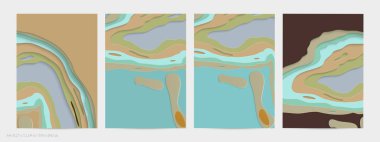 Soyut üç boyutlu kağıt, sanatı keser. Dalgalı kağıt işçiliğiyle renkli bir arka plan. Sanatsal vektör gerçekçi gölgeli şekilleri kesiyor. Parlak oyma dokusu. Topografi yardım taklidi.