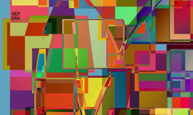 Soyut vektör duvar kağıdı. Büyük, renkli, örtüşen kareler. Retro TV test hatası dijital sanat. Piksel düzensiz geometrik desen. Büyük veri siber uzay bilgisayarlı filtrelenmiş doku.