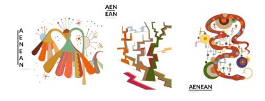 Graffiti duvar stilinde sanatsal soyut vektör çizimleri. Kübizm sanat tasarım elementleri beyaza izole edilmiş. Modern mistik doğal ruhani fikir. El çiziminde gelecekçi geometri.