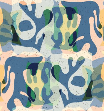 Organik Matisse şekillerinin kusursuz desenleri. Doğal toprak renkleri. Çiçekli sualtı yaşamı. Soyut deniz yosunu kamuflaj arka planı. Moda dalgalı geometri. Rastgele katmanlanmış el çizimi sanat.