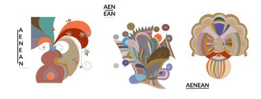 Graffiti duvar stilinde sanatsal soyut vektör çizimleri. Kübizm sanat tasarım elementleri beyaza izole edilmiş. Modern mistik doğal ruhani fikir. El çiziminde gelecekçi geometri.