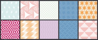 Basit geometrik dokular. Kusursuz geometrik minimalist desenlerin toplanması. Arka planlar ve duvar kağıtları. Tekstil süsü. Düzgünce gruplandırılmış ve katmanlanmış sürükleme ve kumaş paletine bırak.