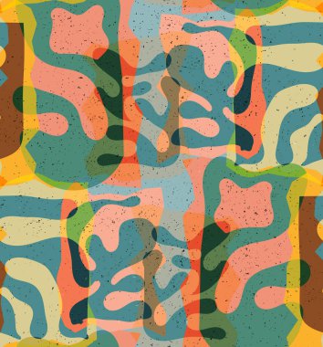 Organik Matisse şekillerinin kusursuz desenleri. Doğal toprak renkleri. Çiçekli sualtı yaşamı. Soyut deniz yosunu kamuflaj arka planı. Moda dalgalı geometri. Rastgele katmanlanmış el çizimi sanat.