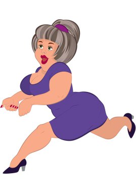 çalışan gri saçlı şişman kadın karikatür