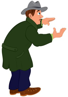 çizgi film yeşil ceket ve gri adam