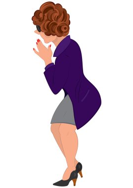 çizgi film kadın mor ceket arkadan görünüm