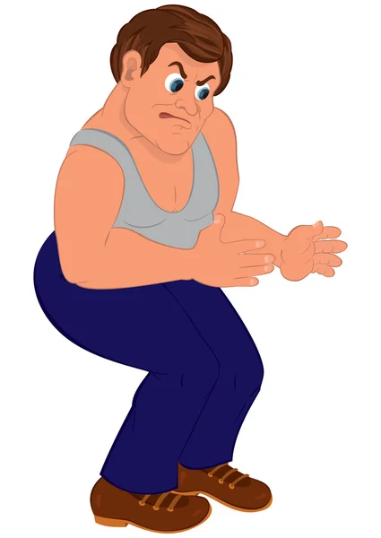 Karikatura člověka v modré kalhoty a šedý top — Stockový vektor