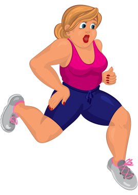 çizgi film genç şişman kadın pembe top ve koşma koşu ayakkabıları