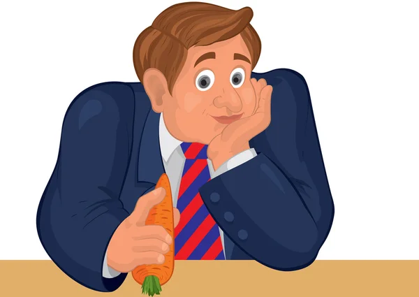Γελοιογραφία άνθρωπος τον κορμό σε striper γραβάτα με καρότο — Διανυσματικό Αρχείο