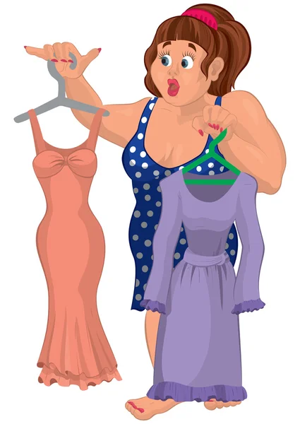 elbise tutan karikatür kilolu genç kadın