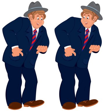 mutlu karikatür adam gri şapka ve çizgili kravat