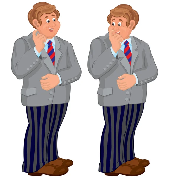 Happy cartoon man standing in striped pants — Stock Vector