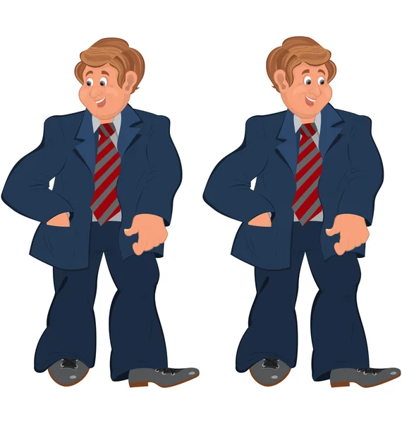 Çizgili kravat da ayakta mutlu karikatür kişi — Stok Vektör