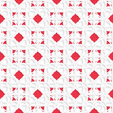 Kırmızı ile beyaz geometrik süs detayları dokulu