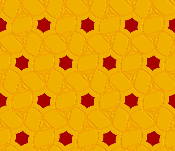 Оранжевый тисненый орнамент с красными шестиугольниками — стоковый вектор
