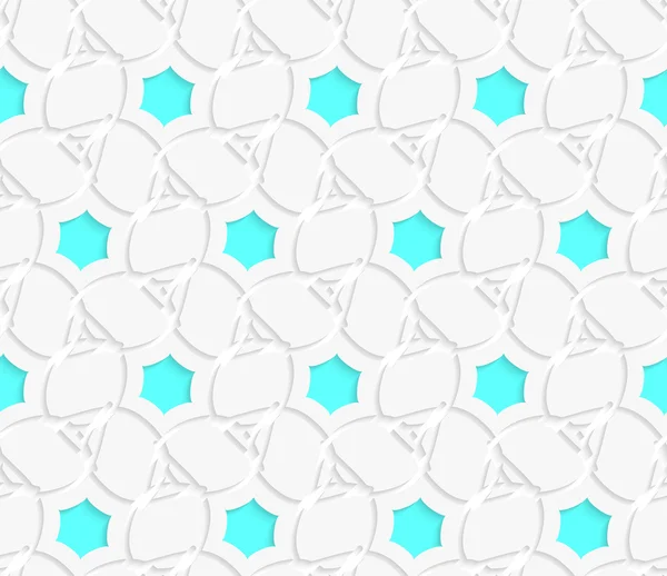 Couche perforée 3d blanche avec ornement hexagonal bleu — Image vectorielle