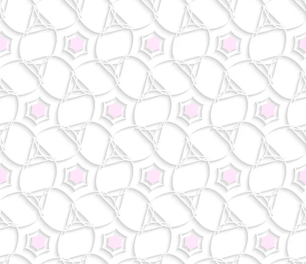 Ornement 3d blanc avec hexagones roses — Image vectorielle